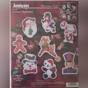 Vintage Janlynn Christmas Ornament Kit #21-45 Cutesy Characters 1996